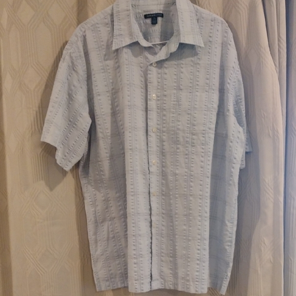 Van Heuson Studio Men's Light Blue Short Sleeve Button Up Shirt Neck Size 17 1/2 - Picture 1 of 5